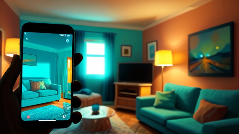 Ein Smartphone scannt das Wohnzimmer der Eltern — blaue LiDAR-Punkte bewahren jedes Detail