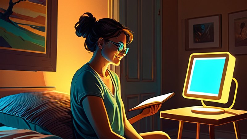 Eine Frau berührt den holografischen Lieblingssessel ihres verstorbenen Mannes