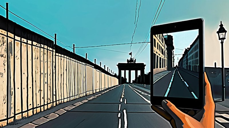 Schüler sehen durch Tablets die Berliner Mauer in ihrer vollen Höhe — Geschichte wird fühlbar